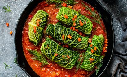 Vegetable soup with fresh herbs and spices